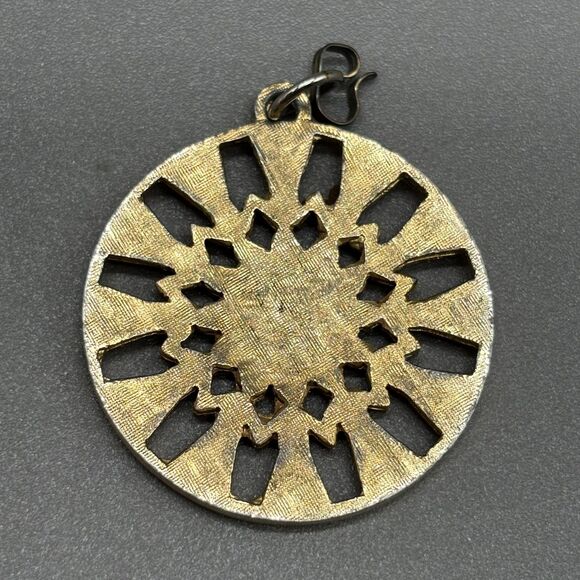 Vintage PacBell Telephone Pendant Gold Tone Bell Logo People Holding Hands - Picture 2 of 5